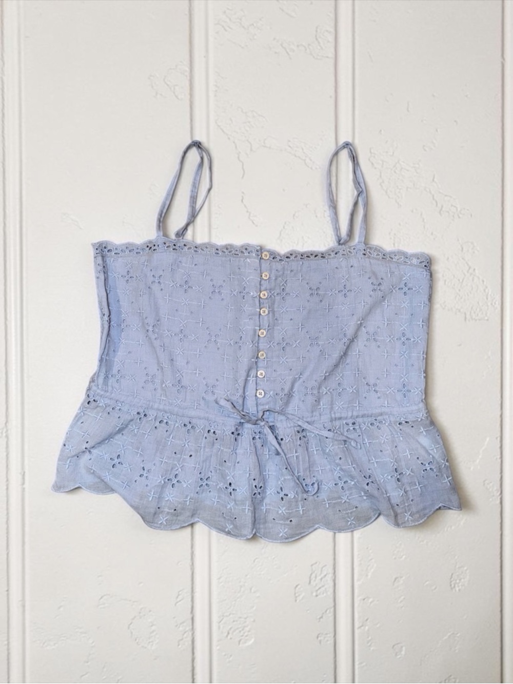 NWT aerie Light Blue Eyelet Tie-Front Camisole